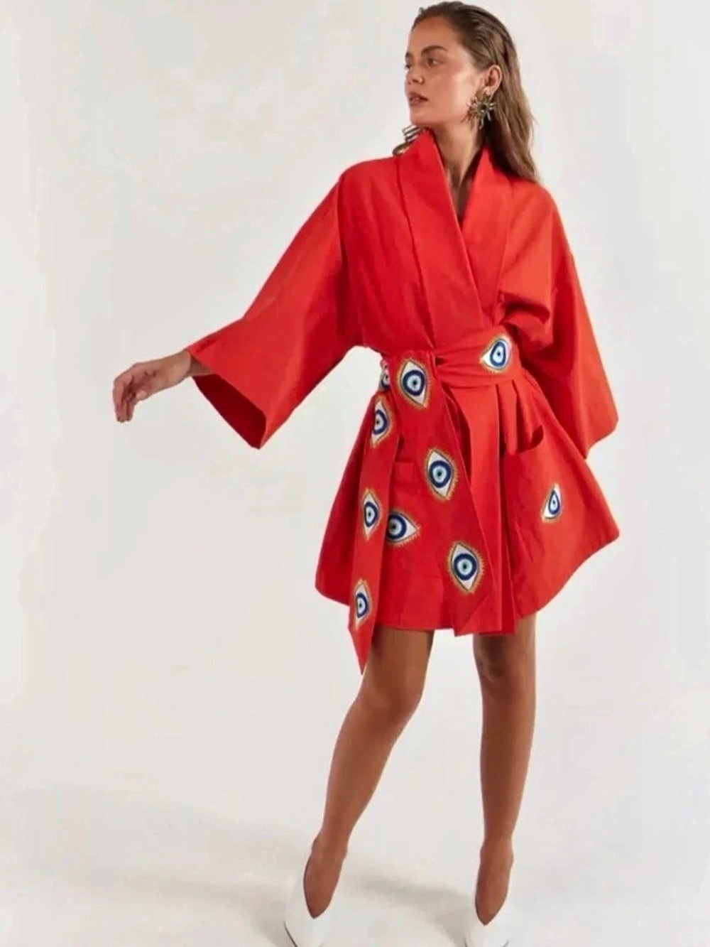 NWT: La Boheme Girls Nirvana Robe Dress Red & Blue Small